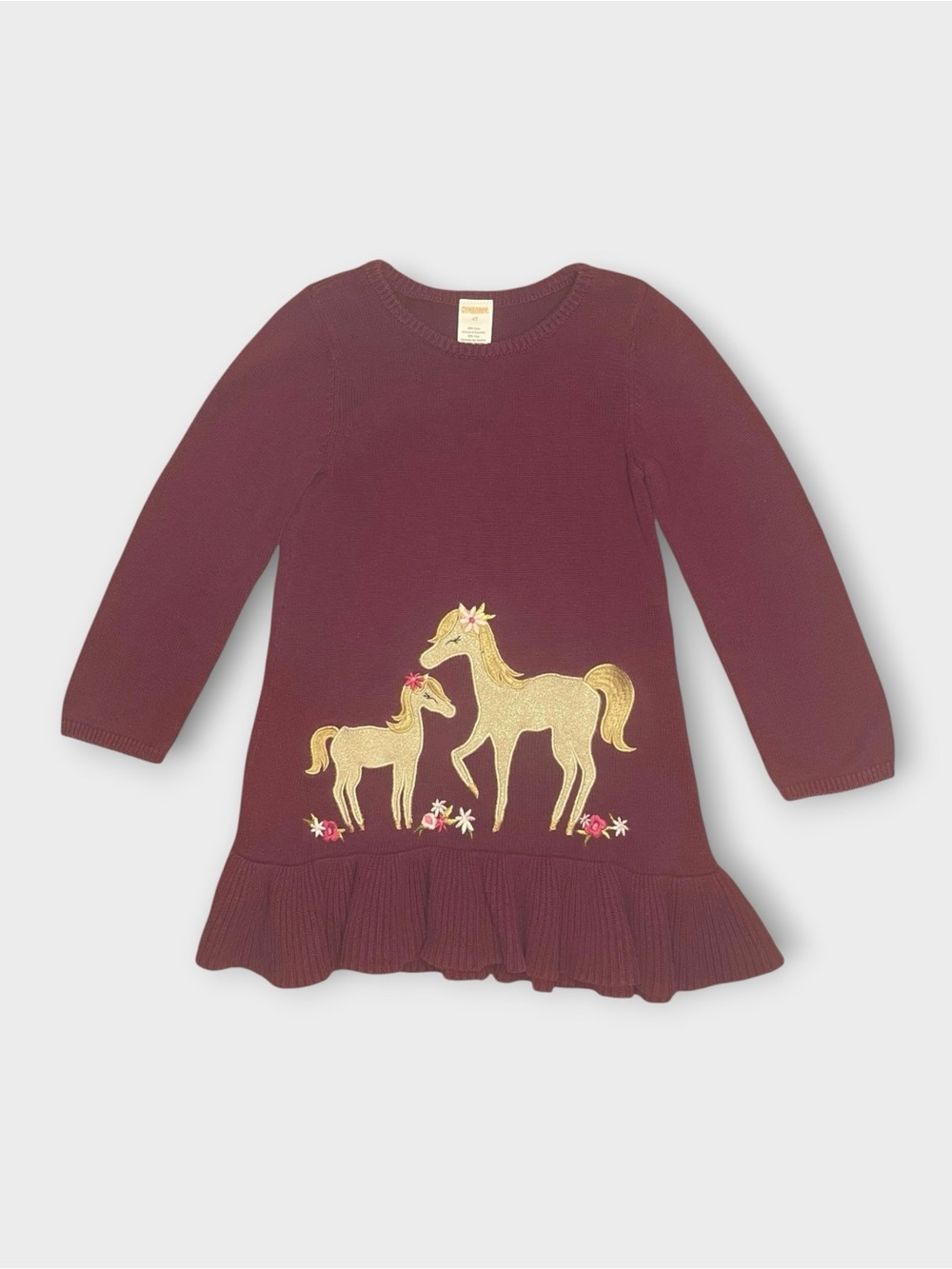 Gymboree 2016 Burgundy Horse Applique Sweater Dress